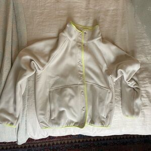 Athleta White Fleece Neon Jacket, Small